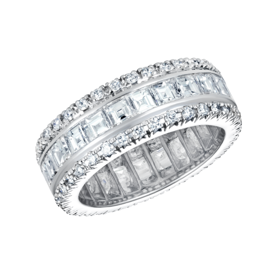 7Ct Asscher Cut Diamond Iced Cocktail Eternity Wedding Band 14K White Gold Over