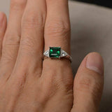 2ct Asscher Cut Green Emerald Trilogy Wedding Engagement Ring 18k WhiteGold Over