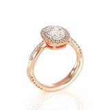 3ct Oval Cut VVS1D Diamond Engagement Ring Twist Shank Halo 14k Rose Gold Finish