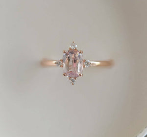 1ct Cushion Cut Peach Morganite Crown Setting Engagement Ring 14k Rose Gold Over