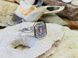 2.7ct Engagement Ring Emerald Cut Diamond Bezel Set Solitaire 14k WhiteGold Over