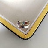 2.5ct Wedding Ring Band Oval Cut Multi Color Five Stone 14k White Gold Finish