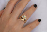 1.5ct Pear Cut Diamond Engagement Ring 14k Yellow Gold Finish Egyptian Crown