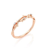 0.2ct Round Cut VVS1D Diamond Engagement Ring Floral Branch 14k Rose Gold Finish