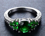 3Ct Round Green Emerald Vintage Solitaire Engagement Ring 18K White Gold Finish