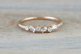 1ct Baguette Cut VVS1 Diamond Wedding Band 14k Rose Gold Finish Dainty Stackable