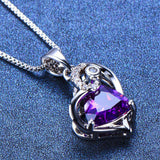 1.3ct Trillion Purple Amethyst Pendant Heart Shape 14k White Gold Over NO CHAIN