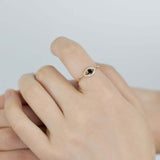 1ct Round Black Diamond Engagement Ring Evil Eye Minimalist 14k Yellow Gold Over