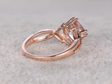 2ct Cushion Peach Morganite Infinity Twisted Engagement Ring 14k Rose Gold Over