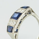 1.69ct Emerald Cut Blue Sapphire Engagement Ring Art Deco 14k White Gold Finish