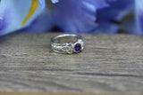 0.5ct Round Cut Purple Amethyst Celtic Trinity Knot Ring 14k White Gold Finish