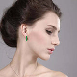 3.4ct Drop Earrings Oval Cut Green Emerald Vertical Design 14k White Gold Finish