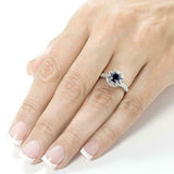 2Ct Round Cut Blue Sapphire Diamond Vintage Engagement Ring 14K White Gold Over