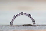 1ct Round Blue Sapphire Wedding Band 14k White Gold Over Stackable Half Eternity