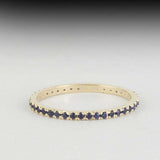 1.5ct Wedding Band Round Cut Blue Sapphire Full Eternity 14k Yellow Gold Finish