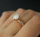 Infinity Twisted Rope Engagement Ring 1.5ct Oval Cut Diamond 14k RoseGold Finish