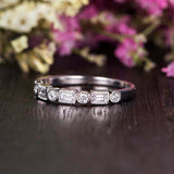 Half Eternity Wedding Ring Band 1.5ct Baguette Cut Diamond 14k White Gold Finish