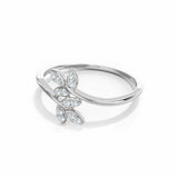 1ct Engagement Ring Round Cut Diamond Leaf Vine Bypass 14k White Gold Finish