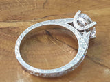 3Ct Round Cut Diamond Vintage Solitaire Engagement Ring 14K White Gold Finish