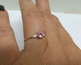 0.5ct Round Cut Pink Sapphire Trilogy Minimalist Ring 14k Rose Gold Finish