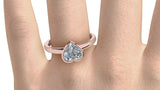 1ct Heart Cut Diamond Heart Love Solitaire Engagement Ring 14k Rose Gold Finish