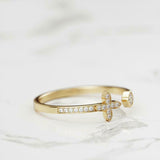 Open Stackable Wedding Ring Band 1.3ct Round Cut Diamond 14k Yellow Gold Finish