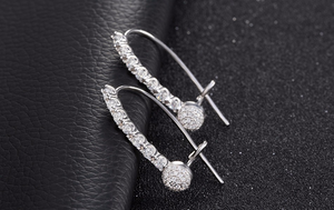 1.3ct Round Cut Diamond Double Halo Women Drop Earrings 14k White Gold Finish