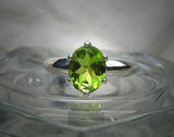 2ct Oval Cut Green Peridot 6 Prong Solitaire Engagement Ring 14k White Gold Over