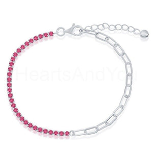 2ct Round Cut Simulated Pink Ruby Tennis Ankle Bracelet 14k White Gold Plated