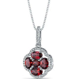 4Ct Oval Cut Red Garnet Elegant Diamond Pendant 14K White Gold Finish NO CHAIN