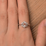 1.4ct Round Cut Peach Morganite Sunflower Engagement Ring 14k White Gold Finish