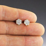 Flower Design Stud Earrings 1.2ct Round Cut VVS1D Diamond 14k Yellow Gold Finish