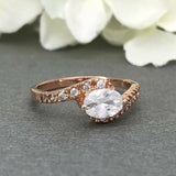 Accents Solitaire Engagement Ring 1ct Oval Cut VVS1 Diamond 14k Rose Gold Finish