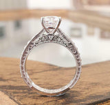 2ct Round Diamond Engagement Ring Vintage Inspired Filigree 14k White Gold Over