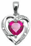 0.2ct Heart Cut Pink Ruby Pendant Heart Shape Design 14k WhiteGold Over NO CHAIN