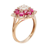 5ct Oval Cut Pink Ruby Engagement Ring Flower Cocktail 14k Rose Gold Finish