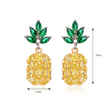 3Ct Princess Cut Yellow Sapphire Pineapple Drop Earrings 14K Dual Tone Finish