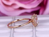 1.6ct Emerald Cut Peach Morganite Diamond Halo Solitaire Ring 14k Rose Gold Over