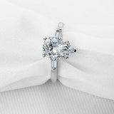 1.3ct Pear Diamond Engagement Ring Baguette Accent Trilogy 14k White Gold Finish