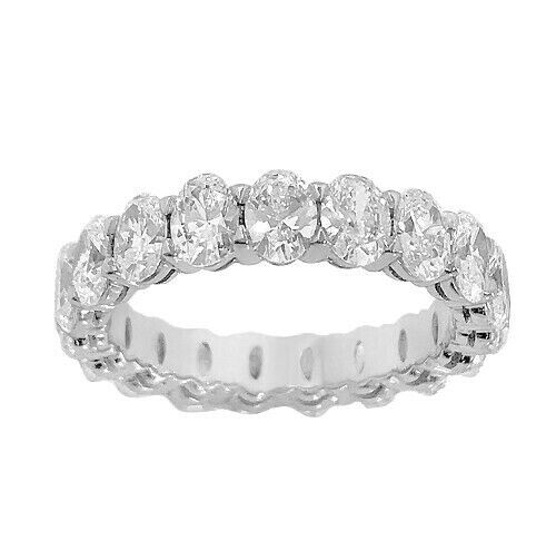 4Ct Oval Cut Diamond Eternity Stylish Women Wedding Band 14K White Gold Finish