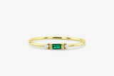 1ct Baguette Cut Green Emerald Minimalist Wedding Band 14k Yellow Gold Finish