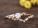 2Ct Round Cut DVVS1 Diamond Bridal Set Vintage Ring Band 14K Rose Gold Finish