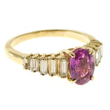 2ct Oval Cut Pink Sapphire Engagement Ring Baguette Accent 14k YellowGold Finish