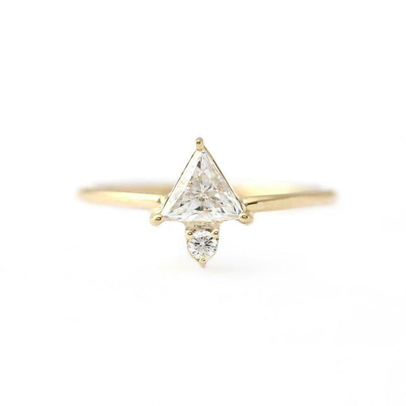 0.54ct Trillion Cut Diamond Engagement Ring 14k Yellow Gold Finish Pointed Arrow