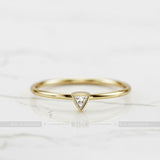 Petite Solitaire Engagement Ring 0.3ct Trillion Cut Diamond 14k Yellow Gold Over