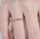 1ct Round Cut Green Peridot Half Eternity Wedding Band Ring 14k Yellow Gold Over