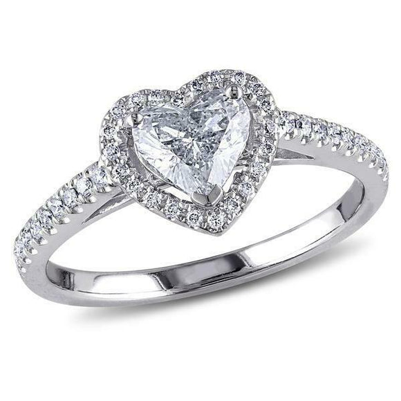 3Ct Heart Cut VVS1/D Diamond Halo Solitaire Engagement Ring 14K White Gold Over