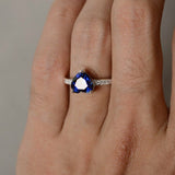 2ct Heart Cut Blue Sapphire Solitaire Women Engagement Ring 14k WhiteGold Finish