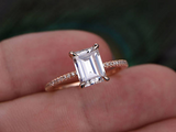 1ct Emerald Cut Diamond Engagement Ring 14k Rose Gold Finish Classic Solitaire