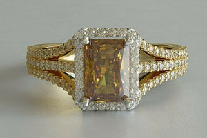 2ct Radiant Cut Yellow Sapphire Engagement Ring Split Shank 14k Yellow Gold Over